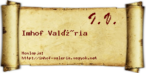 Imhof Valéria névjegykártya